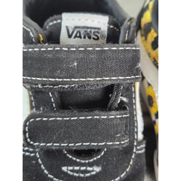 Vans Old Skool V Toddler Sunflower Checkerboard Black Sneakers Size 7.0 US - Picture 9 of 11